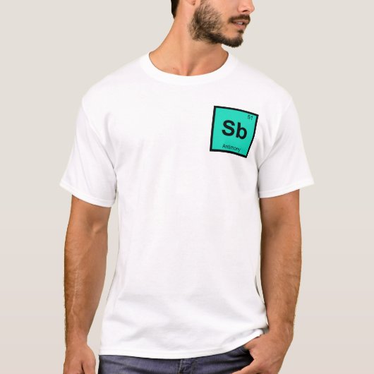 Sb – アンチモン化学周期表記号 tシャツ (正面)