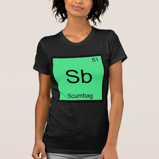 Sb - スカンバッグ 化学元素記号 おもしろTシャツ Tシャツ (正面)