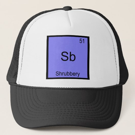 Sb - 低木の面白化学元素記号Tシャツ キャップ (正面)