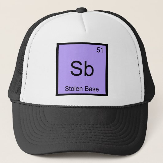 Sb - 盗塁 化学元素記号 野球 キャップ (正面)