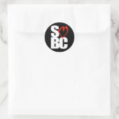 SBC赤いハートブラック ラウンドシール (バッグ)