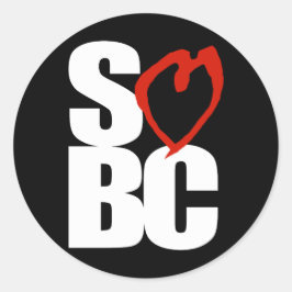 SBC赤いハートブラック ラウンドシール