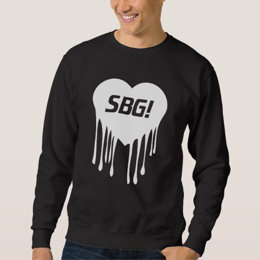 SBGのハートの黒Crewneck スウェットシャツ (正面)