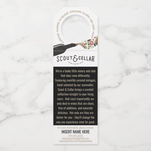 SCの名刺のワイン ボトルネックタグ (裏面)