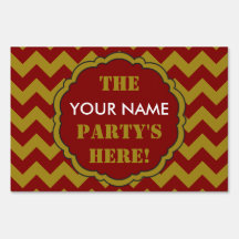 SCシェブロンパーティーサイン、マルーン、金ゴールド