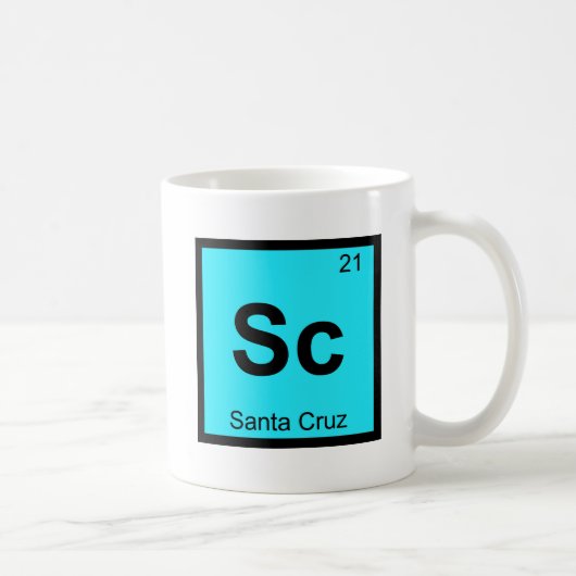 Sc - サンタクルーズ市 カリフォルニア州 化学記号 コーヒーマグカップ (右)