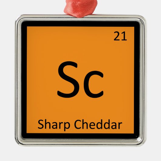 Sc - シャープ・チェダーチーズ化学元素周期表 メタルオーナメント (正面)