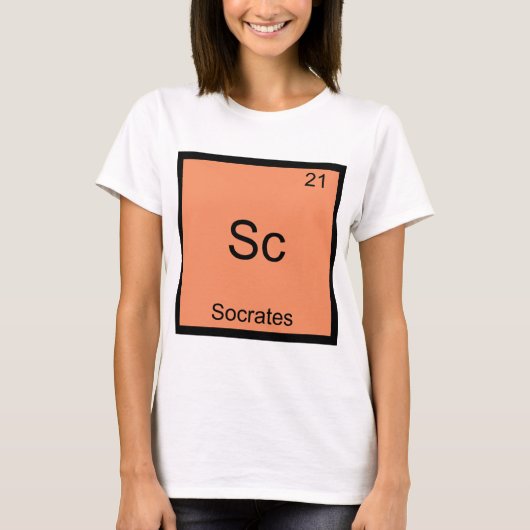 Sc - ソクラテス おもしろ 元素記号 化学 シンボル Tシャツ (正面)