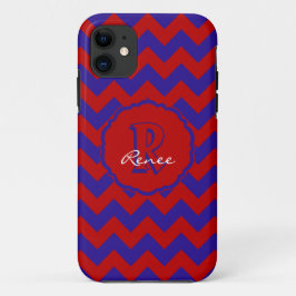 SC Monogram Chevron、Red-Blue iPhone 5/5sケース iPhone 11 ケース