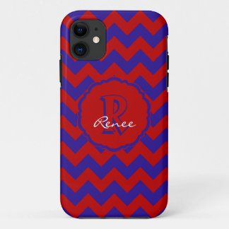 SC Monogram Chevron、Red-Blue iPhone 5/5sケース iPhone 11 ケース