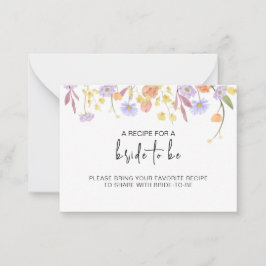 Scabiosaワイルドフラワーブライダルシャワーレシピ要求 ノートカード