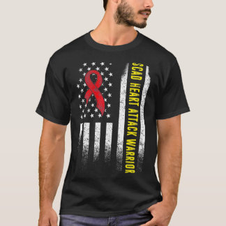 SCAD Heart Attack Survivor USA Flag Warrior Awaren Tシャツ