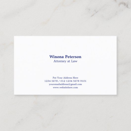 Scale of Justice白アイコン(青王室の) 名刺 (裏面)