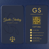 Scales of Justice Attorney at Law Navy Blue Gold 名刺