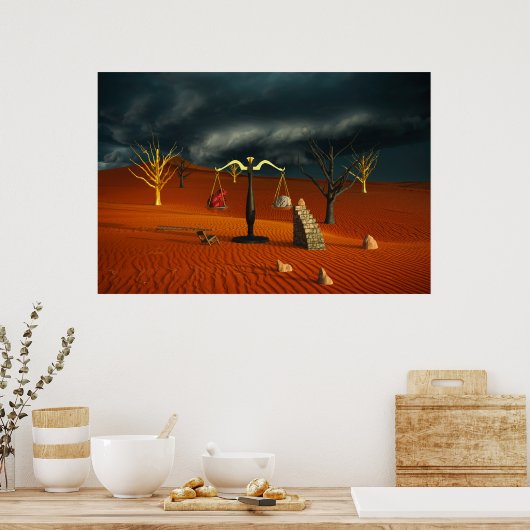 Scales of Truth – Surreal Desert Symbolism ポスター (キッチン)