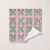 Scallop and Checkered Pink Bath Towel Set バスタオルセット (ウォッシュタオル)