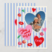 Scallop Photo Frame Hearts Cherries Initials Love シーズンカード (正面/裏面)