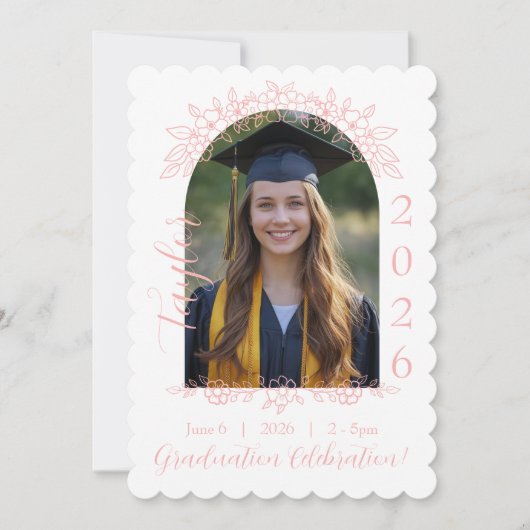 Scallop Photo Keepsake Graduation Invitation 2026 セーブザデート (正面)