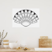 Scallop Seashell Minimalist Black and White ポスター (キッチン)