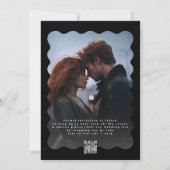 Scallopedはっきりした縁ど白黒QRコード写真 セーブザデート (裏面)