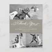 Scalloped BandとScript Photo結婚's Thank You ポストカード (正面)