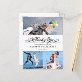 Scalloped BandとScript Photo結婚's Thank You ポストカード