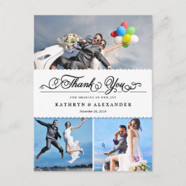 Scalloped BandとScript Photo結婚's Thank You ポストカード