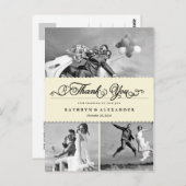 Scalloped BandとScript Photo結婚's Thank You ポストカード (正面/裏面)