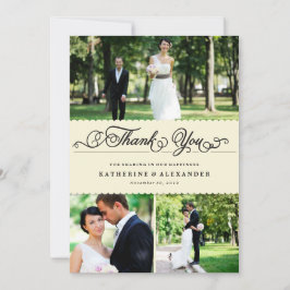 Scalloped Band Romantic Script 数々の Photo結婚's サンキューカード