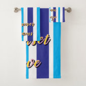 Scalloped Cabana Yellow Blue Summer Stripes バスタオルセット (インサイチュ)