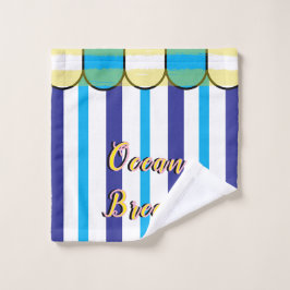 Scalloped Cabana Yellow Blue Summer Stripes バスタオルセット
