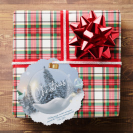 Scalloped Christmas Ornament Card – Dove & Snowy  オーナメントカード