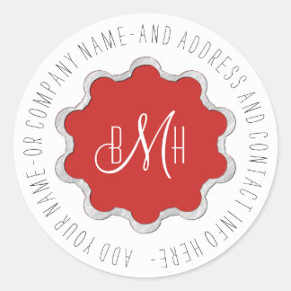 Scalloped Circle Monogram Any Color ID306 ラウンドシール