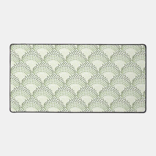 Scalloped Dots Gradient Ombre Green Pattern  デスクマット (正面)