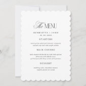 Scalloped Edge Black and White Wedding Menu Card 招待状 (正面)