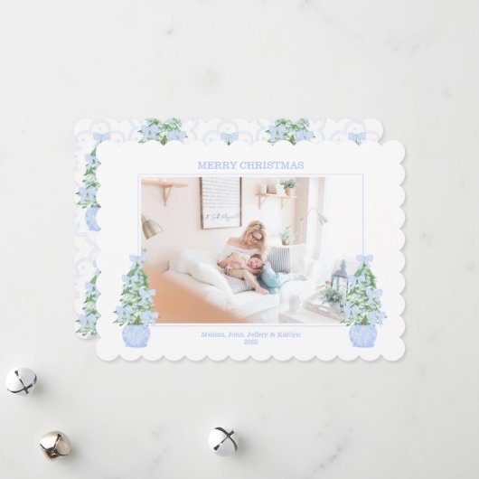 Scalloped Edge Grandmillennial Christmas Card シーズンカード (正面/裏面インサイチュ)