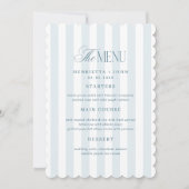 Scalloped Edge Timeless Blue Stripes Menu Card 招待状 (正面)