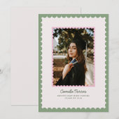 Scalloped Frame Graduation Photo Announcement 招待状 (正面/裏面)