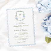 Scalloped Hydrangea Crest Wedding Invitation 招待状