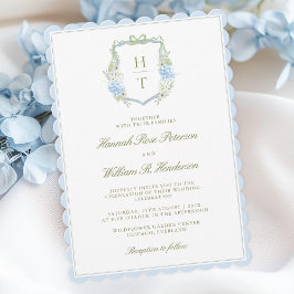 Scalloped Hydrangea Crest Wedding Invitation 招待状
