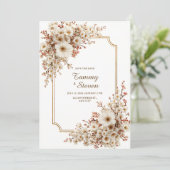 Scalloped Ivory Cherry Blossom Gilded Wedding 招待状 (スタンド正面)