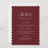 Scalloped Old Money Burgundy Wedding Menu Card 招待状 (正面)