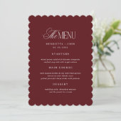 Scalloped Old Money Burgundy Wedding Menu Card 招待状 (スタンド正面)