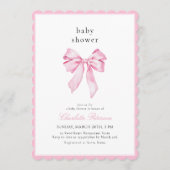 Scallopped Pink Bow Baby Shower Invitation 招待状 (正面)