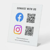 Scan 後を追 Connect With Us QRコードソーシャルメディア 台座サイン (正面)