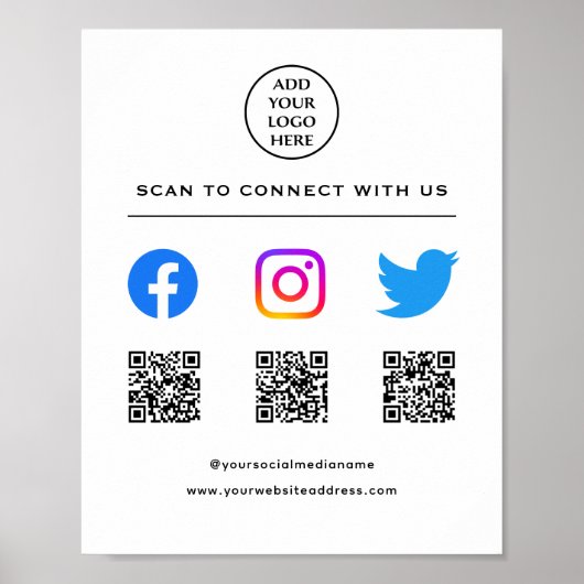 Scan 後を追 Me Connect With Us QR Code Your Logo ポスター (正面)