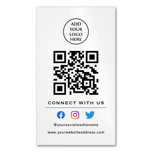 Scan 後を追 To Connect With Us QR Code Your Logo マグネット名刺 (正面縦)