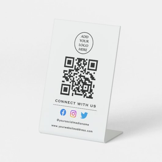 Scan 後を追 To Connect With Us QR Code Your Logo 台座サイン (正面)