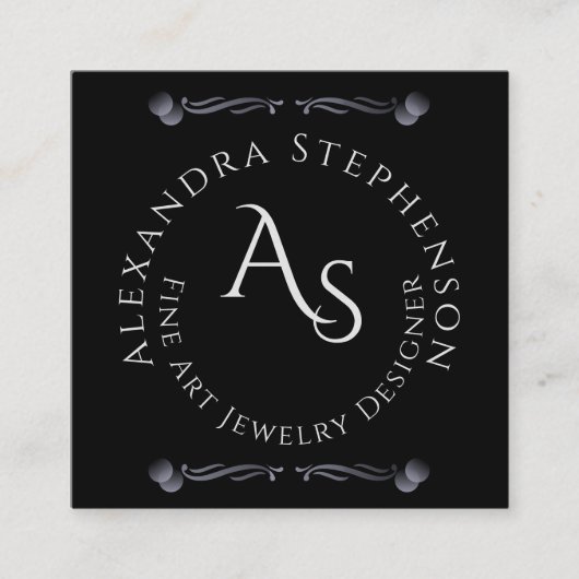 Scan Connect Social Media QRコードジュエリー表示 スクエア名刺 (正面)