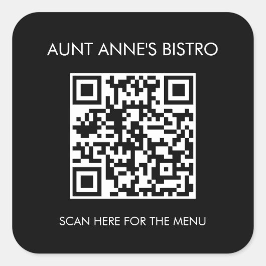 Scan For OrderメニューQRコードカフェレストランコーヒー スクエアシール (正面)